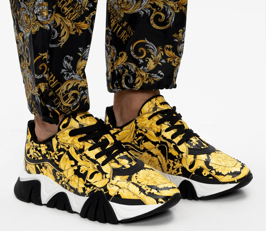Giày Versace Chain Sneakers In Black And Yellow DSU7703-DSVBAG-D4191 - Ảnh 3