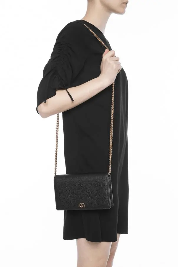 Túi Gucci GG Marmont Leather Mini Chain Bag 497985 CAO0G 1000 - Ảnh 4