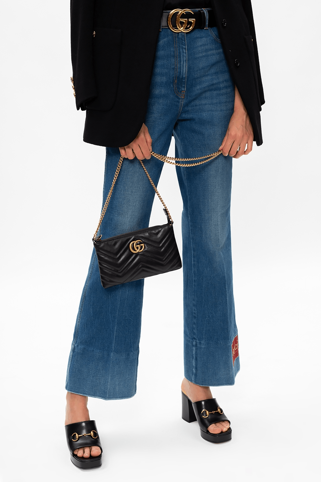 Túi Gucci Black GG Marmont Matelassé Mini Chain Bag 443447 DTD1T 1000 - Ảnh 5