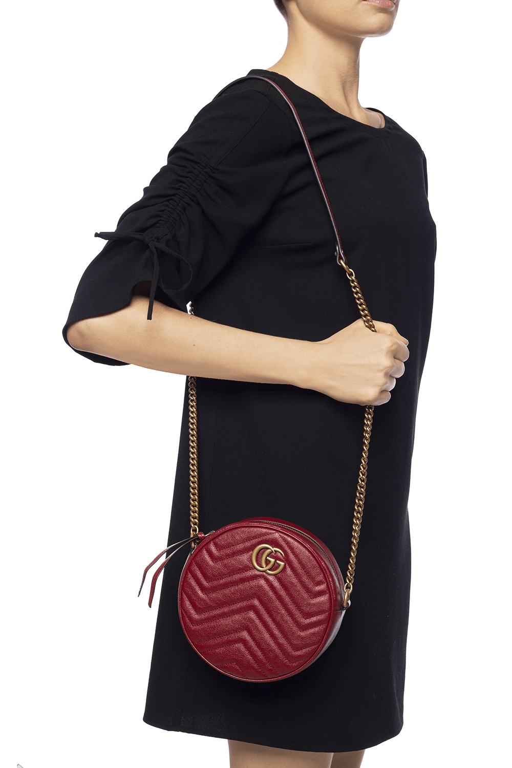 Túi Gucci GG Marmont Mini Leather Round Shoulder Bag 550154 0OLET 6438 - Ảnh 5