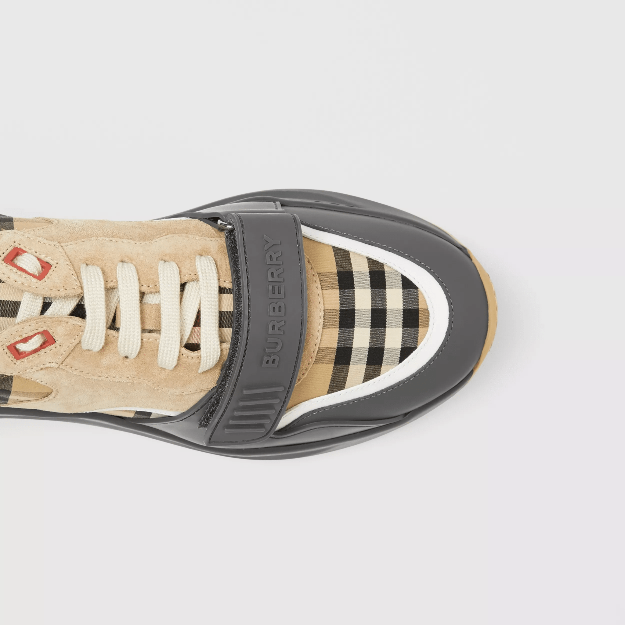 Giày Burberry Vintage Check Suede Leather Grey Beige 80310981 - Ảnh 4