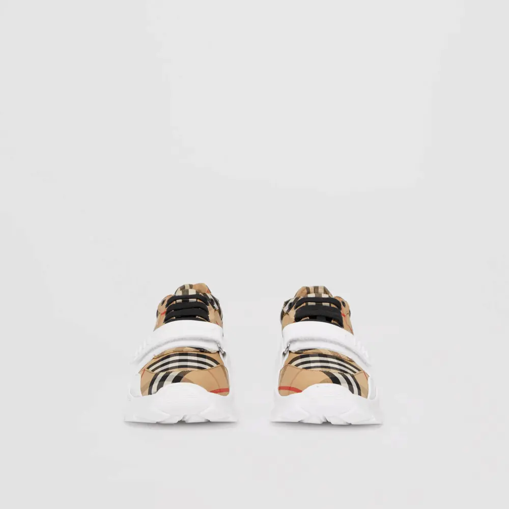 Giày Burberry Vintage Check Leather Beige White 80240521 - Ảnh 4