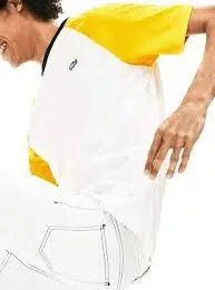 Áo Lacoste Crew Neck Colourblock White Yellow Black TH3759-8XK - Ảnh 6