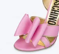 Giày Cao Gót Moschino Low Bow Calfskin 'Pink' MA1641AC1EMFL608 - Ảnh 4