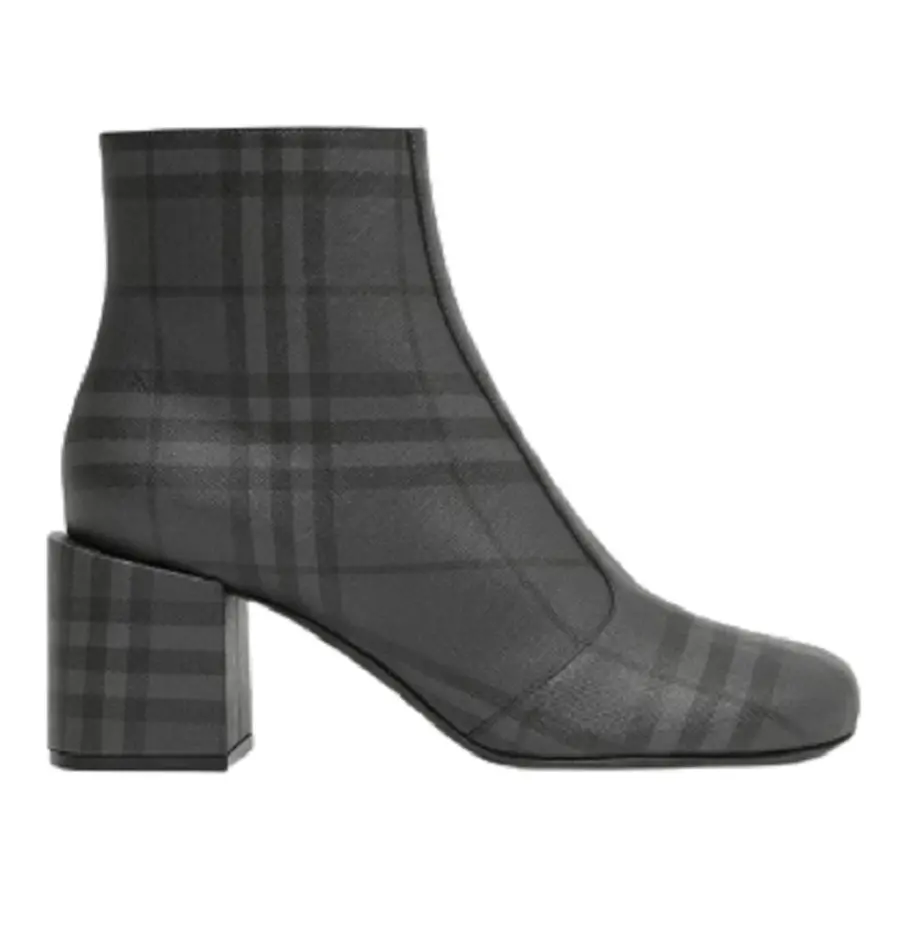 Giày Burberry Vintage Check Block-heel Ankle Boots 'Charcoal'