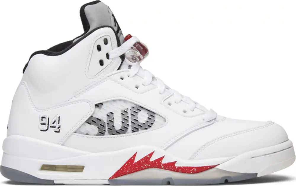 Giày Nike Supreme x Air Jordan 5 Retro 'White' 824371-101