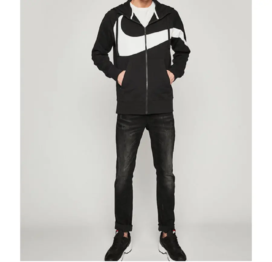 Áo Nike Sportswear Hoodie Black White AR3084-010 - Ảnh 5