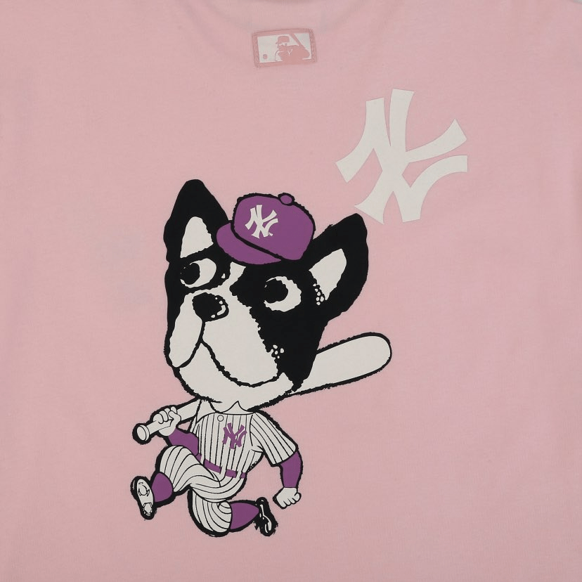 Áo MLB Bark Short Sleeve New York Yankees Pink 31TSCM031-50P - Ảnh 3