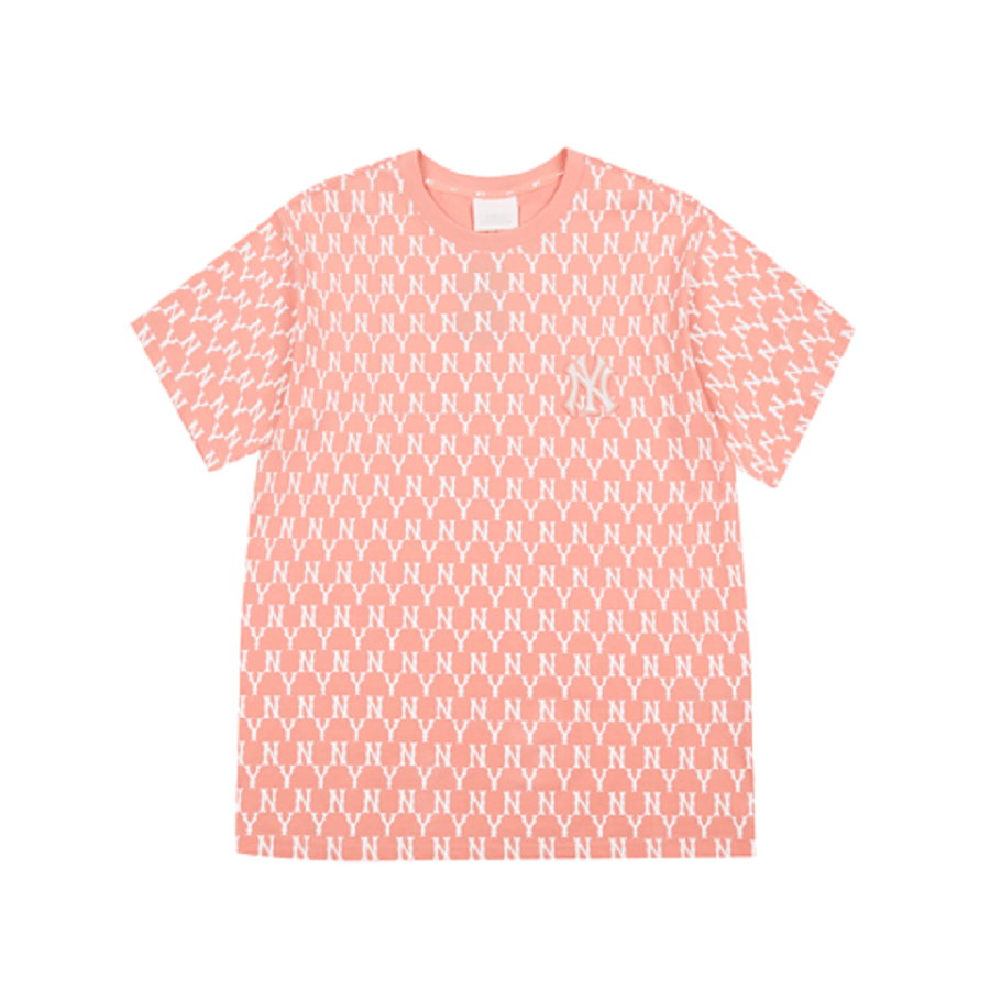 Áo MLB Monogram All Over Over Fit Short Sleeve Pink 31TSM1131-50P