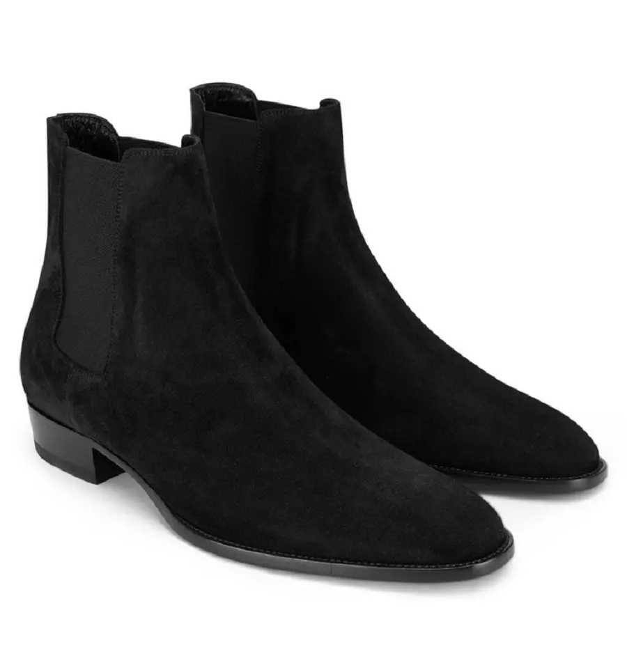 Alternative view of Giày Saint Laurent Wyatt Suede Chelsea Boot 'Black' 443208BT3001000