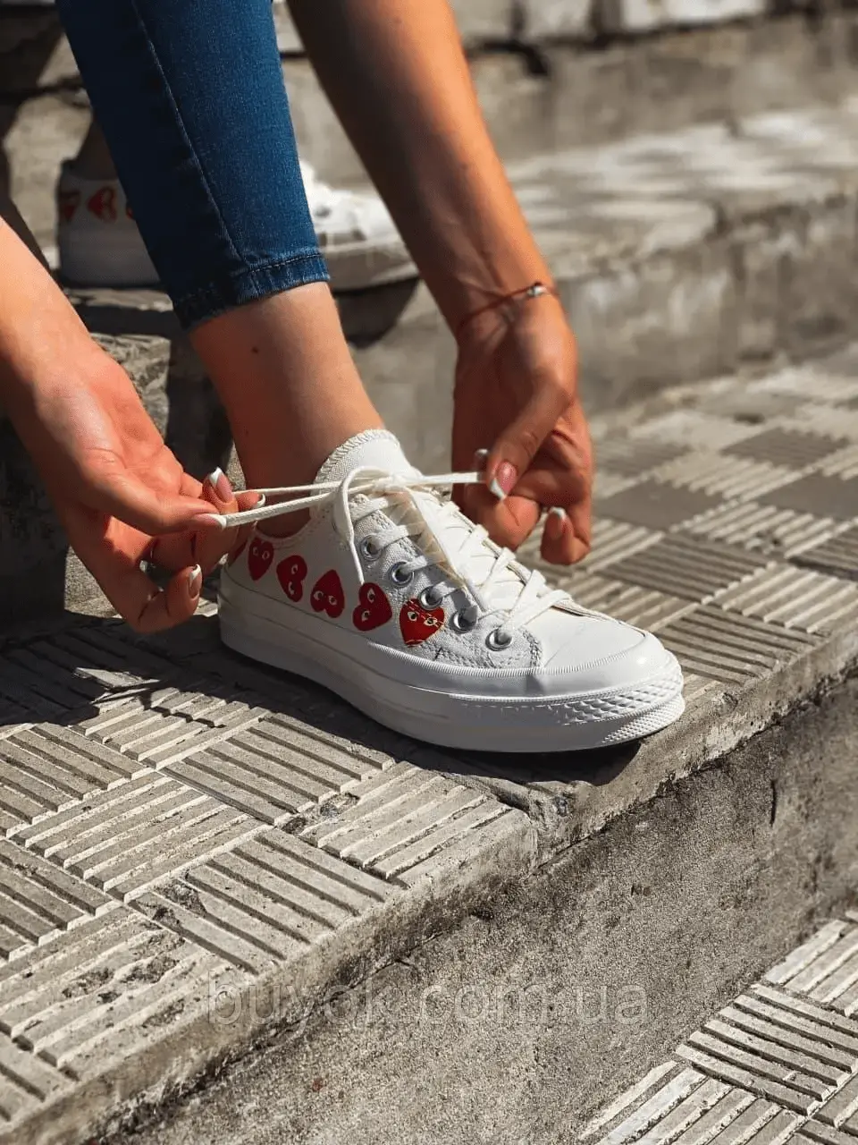 Giày Converse Comme des Garçons Play x Chuck 70 Low Top Multi Heart 162975C - Ảnh 3