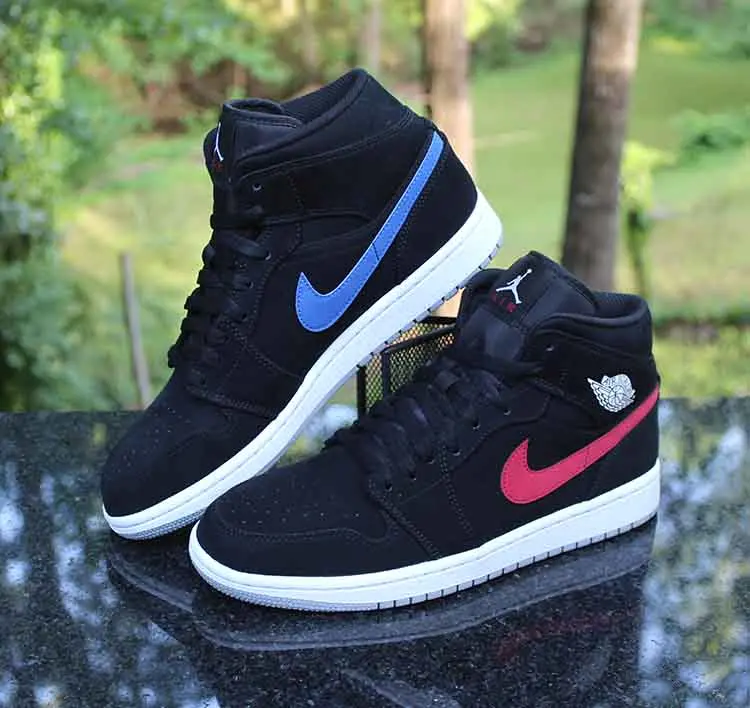 Alternative view of Giày Nike Air Jordan 1 Mid 'Multicolor Swoosh Black' 554724-065