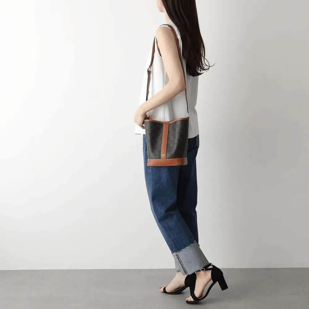 Túi Celine Small Bucket In Triomphe Canvas And Calfskin 191442CAS-04LU - Ảnh 4