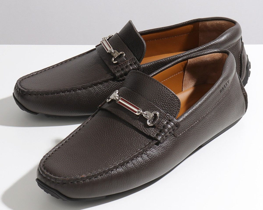 Giày BALLY Black Leather Driver Moccasins 6227955 - Ảnh 4