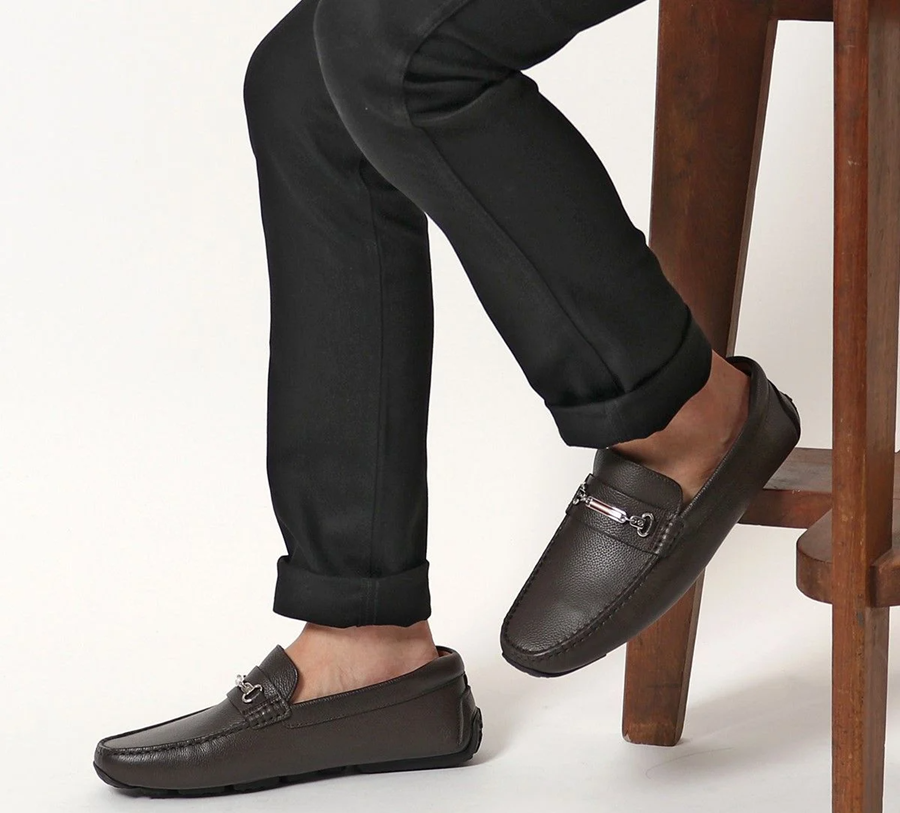 Giày BALLY Black Leather Driver Moccasins 6227955 - Ảnh 2