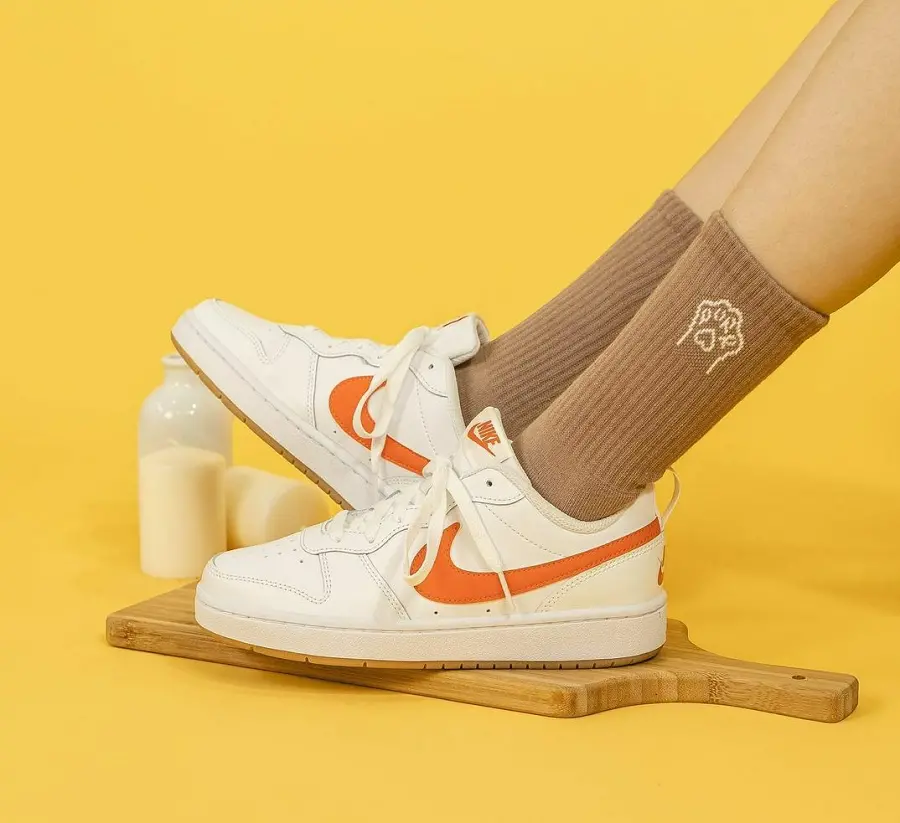 Giày Nike Court Borough Low 2 GS 'White Orange' BQ5448-114 - Ảnh 3