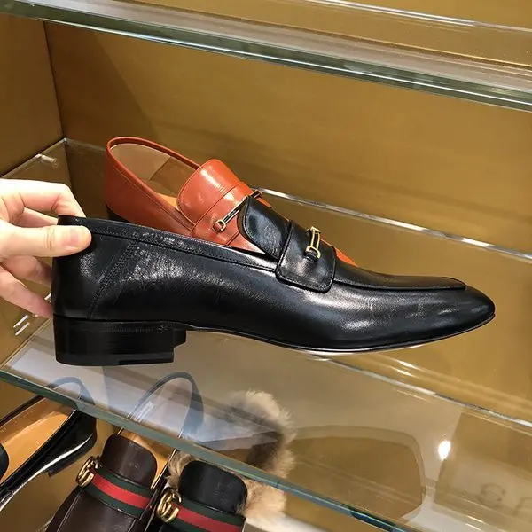 Giày Gucci Leather loafer with Horsebit and Double G 563264 0G0V0 1000 - Ảnh 5