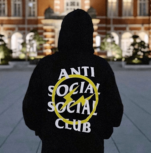 Áo Anti Social Social Club x Fragment Yellow Bolt Hoodie Black ASSC-XFYBHBK - Ảnh 4