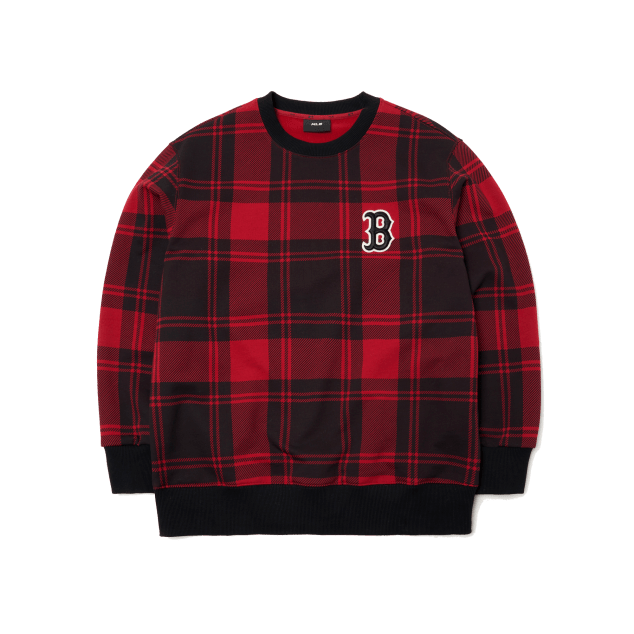 Áo MLB Check Front Overfit Sweatshirt Boston Red Sox 3AMTC2114-43RDD