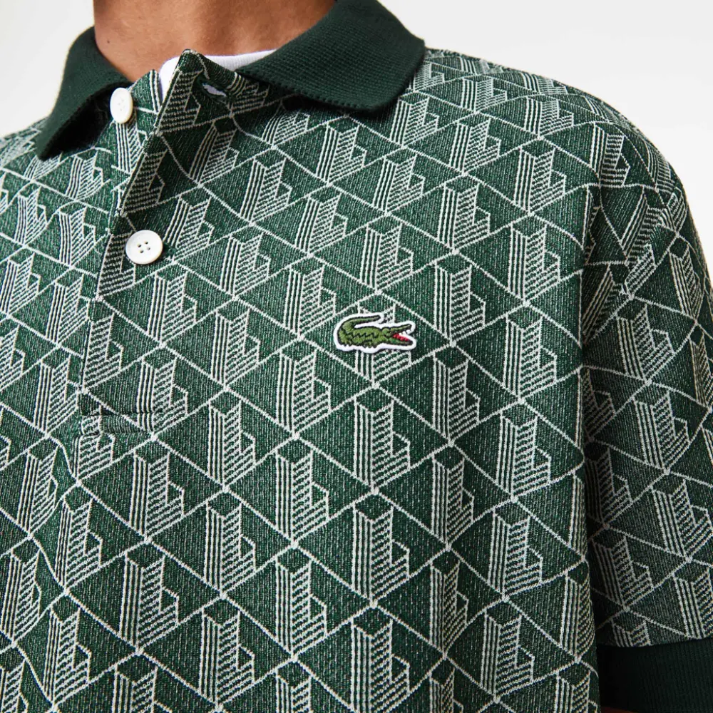 Alternative view of Áo Lacoste Classic Fit Print Contrast Collar 'Green' DH0073-7M4