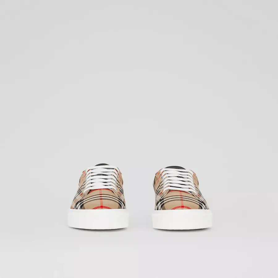 Giày Burberry Vintage Check Leather Sneakers Beige P80381851 - Ảnh 3