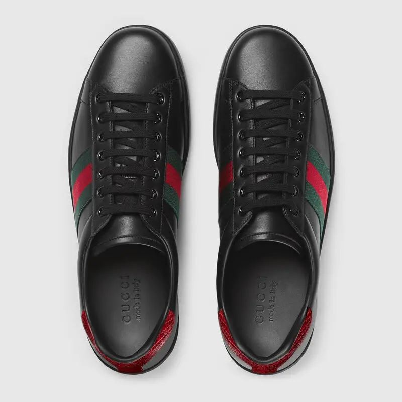 Giày Gucci Men's Ace Leather sneaker 386750-02JR0-1078 - Ảnh 6