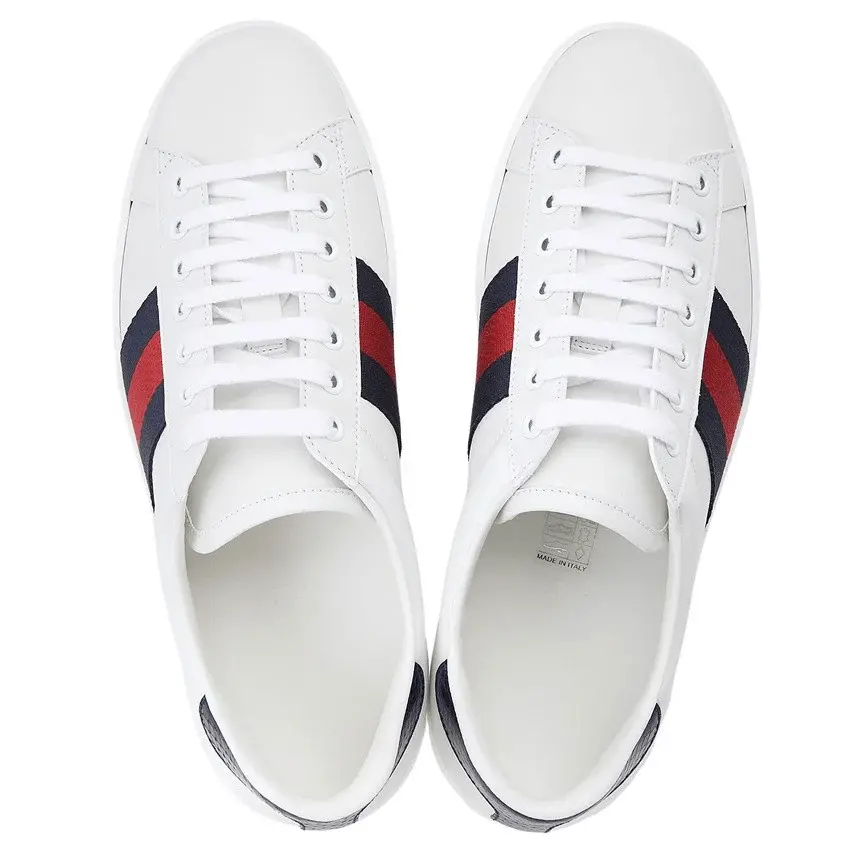 Alternative view of Giày Gucci Ace Leather 'White Blue' 386750-02JR0-9072