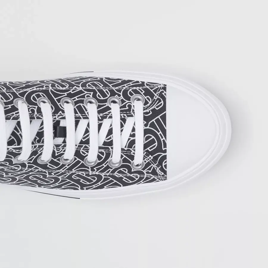 Giày Burberry Monogram Print Cotton 'Black White' 80498801 - Ảnh 4