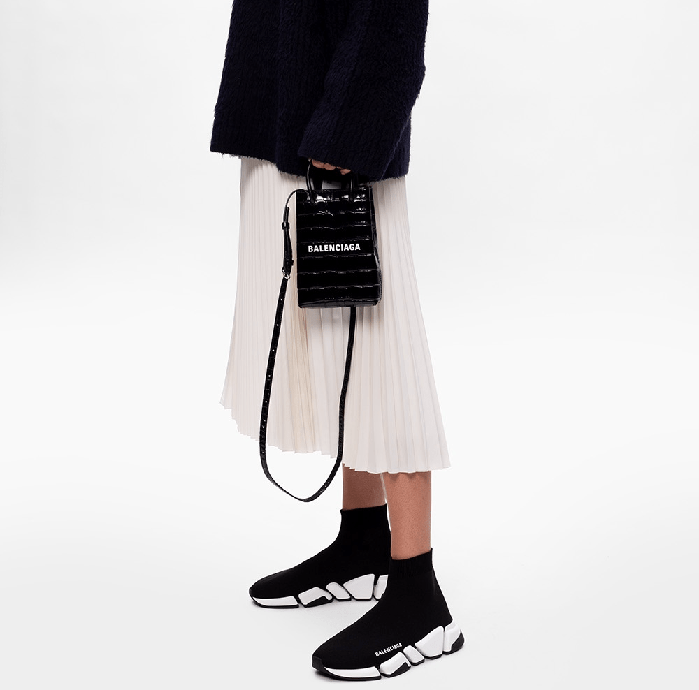 Giày Balenciaga Wmns Speed 2 Trainer Knit 'Black White' 617196 W1702 1015 - Ảnh 3