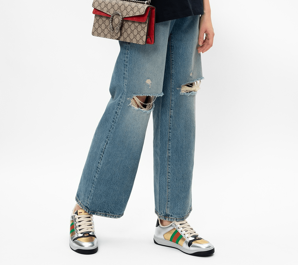 Giày Gucci Wmns Screener 'Silver Gold' 627833-1TR20-8162 - Ảnh 4