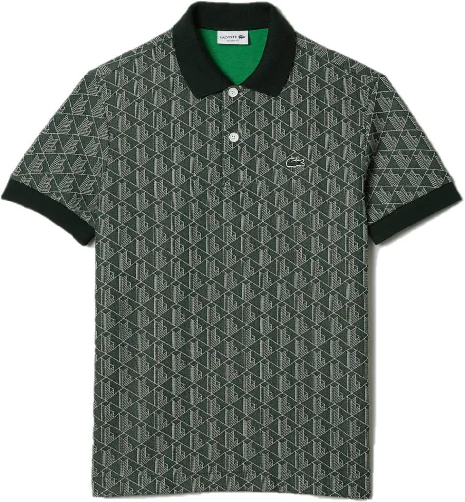 Áo Lacoste Classic Fit Print Contrast Collar 'Green' DH0073-7M4