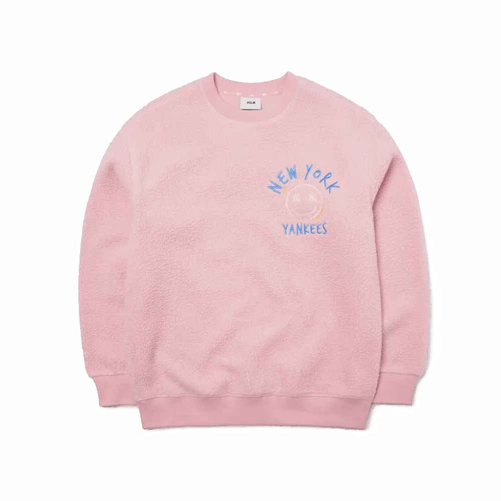 Áo MLB Like Smile Fleece Mega NY Yankees Pink 3AMTF5516-50PKS