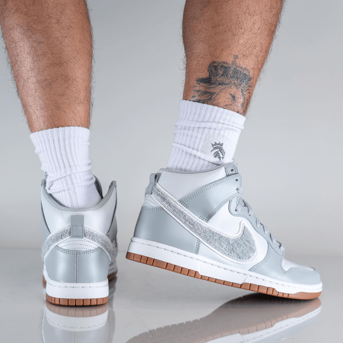 Giày Nike Dunk High University Chenille Swoosh Light Smoke Grey DR8805-003 - Ảnh 3