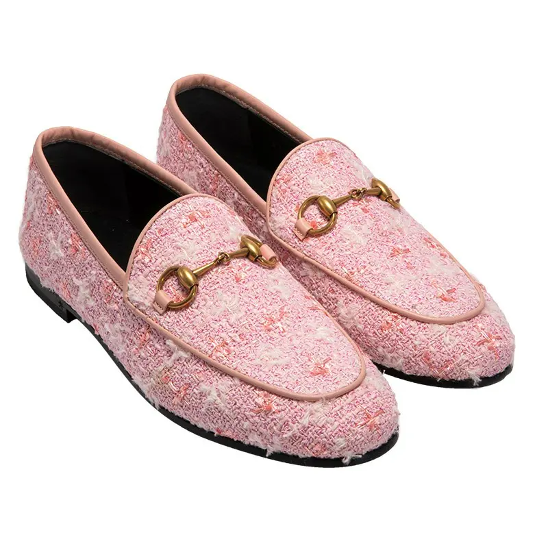 Giày Gucci Jordaan Tweed Loafers In Light Pink Tweed 431467-GYV10-5760 - Ảnh 3