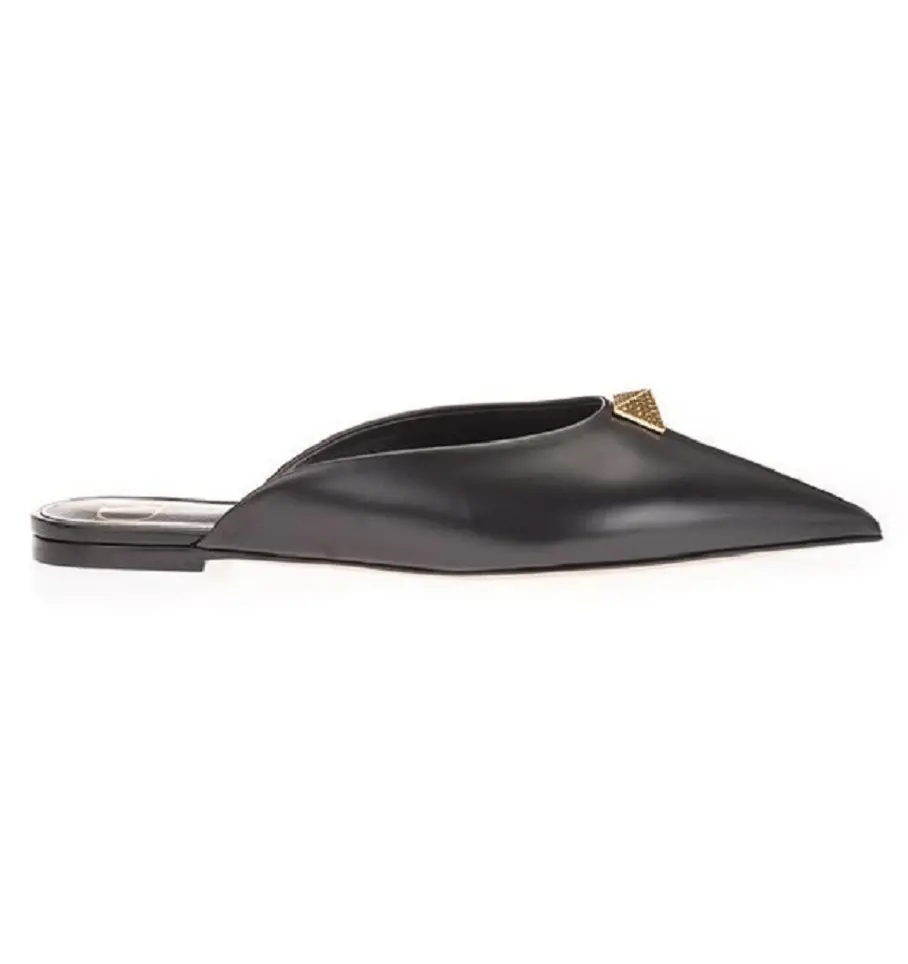 Giày Valentino Roman Stud Flat Mule In Calfskin VW2S0BK2GNF0NO