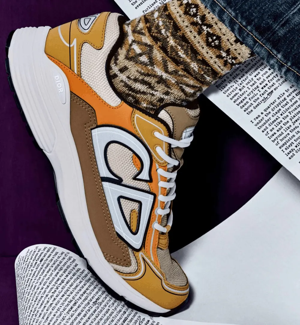 Alternative view of Giày Dior B30 Sneaker 'Cream Orange Mesh' 3SN279ZRB-H162