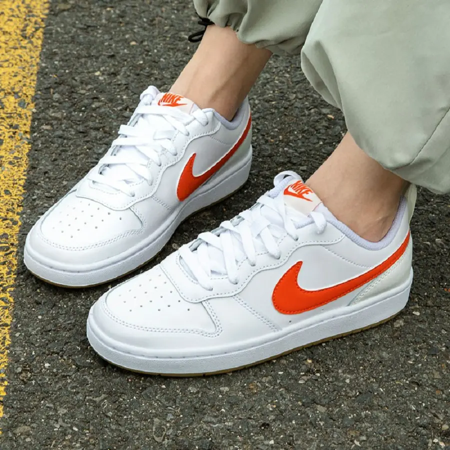 Giày Nike Court Borough Low 2 GS 'White Orange' BQ5448-114 - Ảnh 4