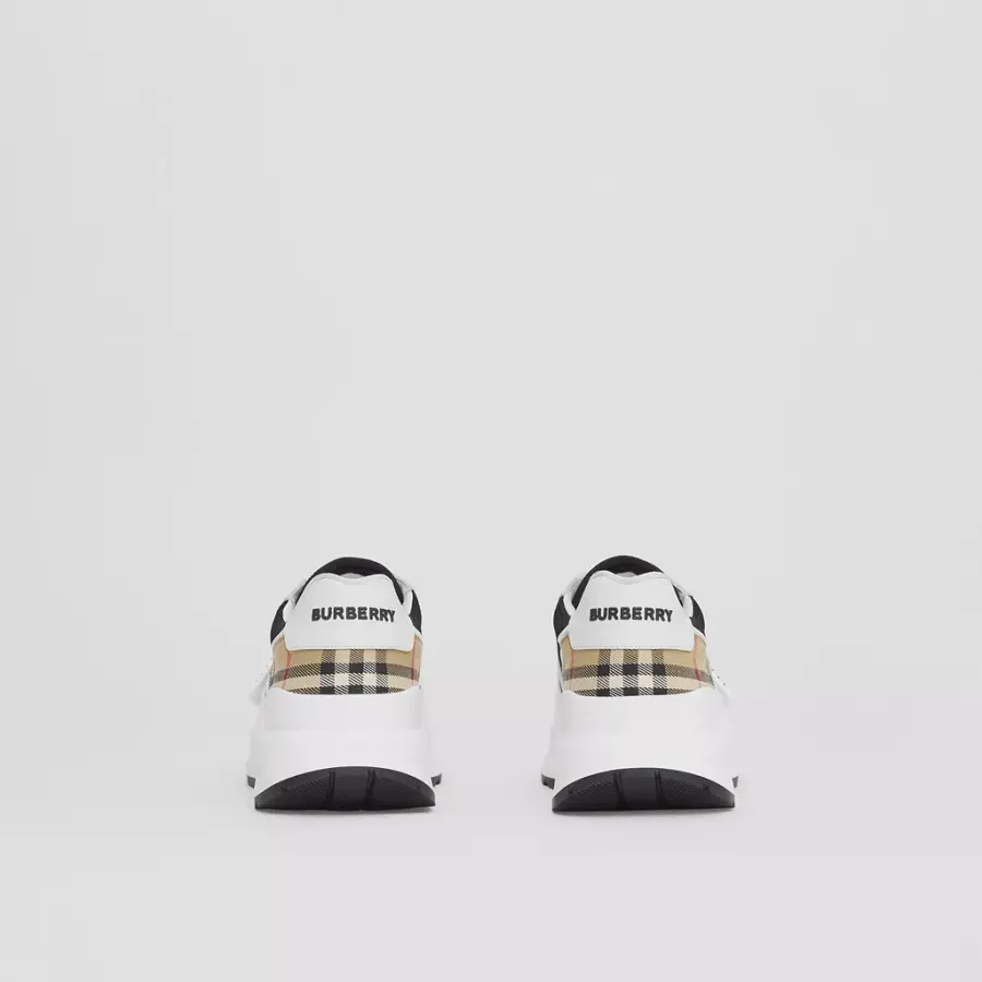 Giày Burberry Suede And Vintage Check Cotton 'Black White' 80518391 - Ảnh 5
