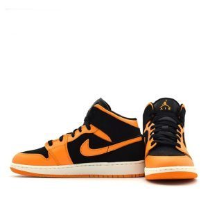 Alternative view of Giày Nike Air Jordan 1 Mid GS 'Black Orange' 554725-081