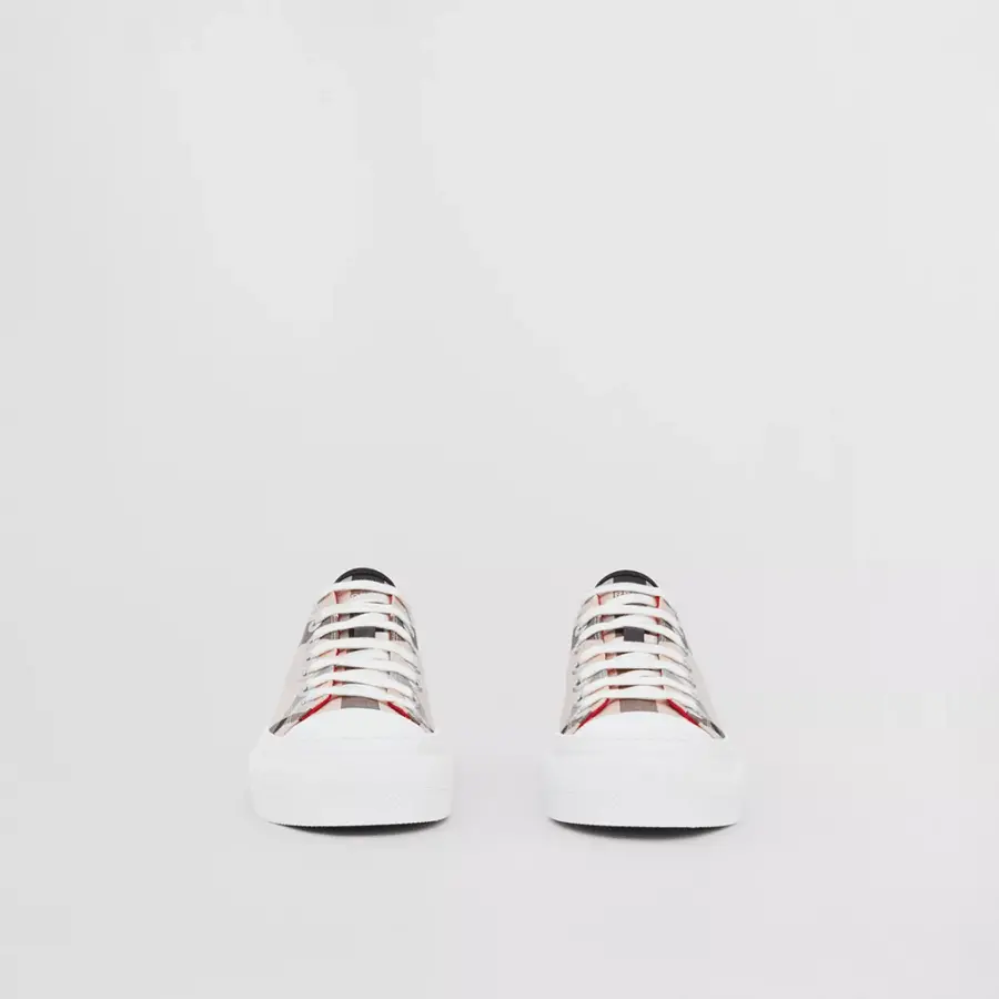 Alternative view of Giày Burberry Check Cotton Sneakers 'Buttermilk' 80525651