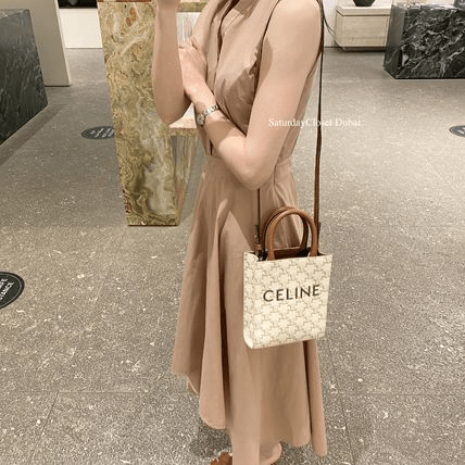 Túi Celine Mini Vertical Cabas In Triomphe Print White 194372CYB-01BC - Ảnh 3