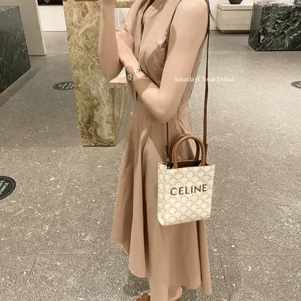 Túi Celine Mini Vertical Cabas In Triomphe Print White 194372CYB-01BC - Ảnh 3