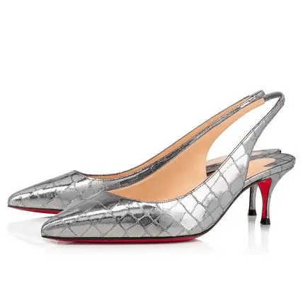 Giày Christian Louboutin With Heel 'Silver' 3210204KATESLINGSV20 - Ảnh 4