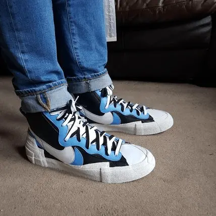 Giày Nike Sacai x Blazer Mid 'Black Blue' BV0072-001 - Ảnh 5
