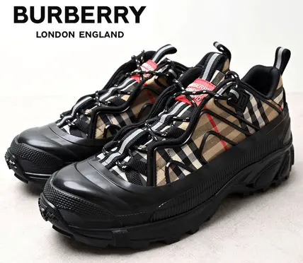 Giày Burberry Vintage Check Cotton Arthur Black Beige 80390471 - Ảnh 4