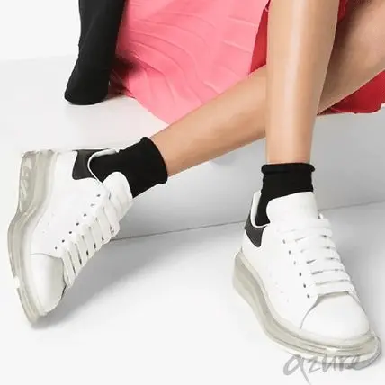 Giày Alexander McQueen Wmns Oversized Sneaker 'White Black' 611698-WHX98-9061 - Ảnh 3