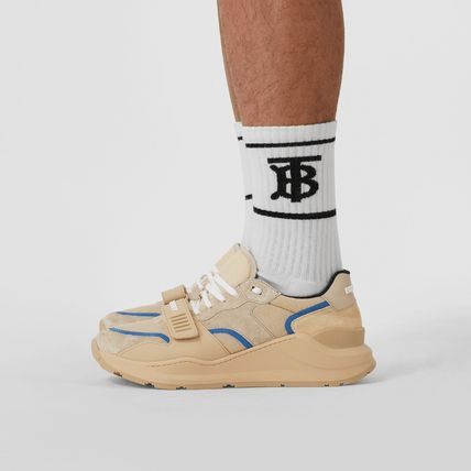 Giày Burberry Suede Blended Fabrics Street Style Plain Leather Logo 80372551 - Ảnh 4