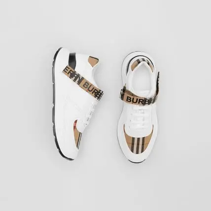 Giày Burberry Vintage Check Leather Beige White 80240521 - Ảnh 3