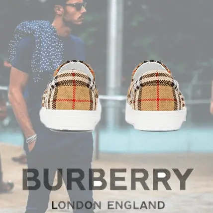 Giày Burberry Bio-based Sole Latticed Cotton Slip-on Beige 80321921 - Ảnh 5