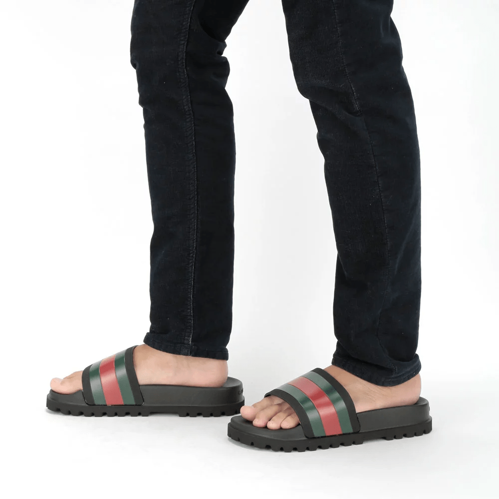 Dép Gucci Web Rubber Slide 429469 GIB10 1098 - Ảnh 3